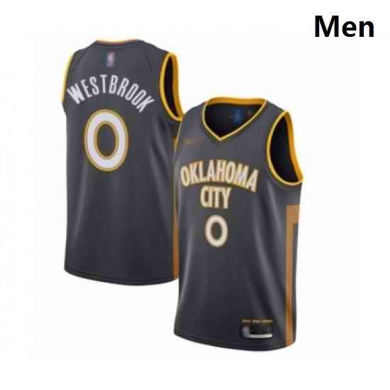 Thunder 0 Russell Westbrook Charcoal Basketball Swingman City Edition 2019 20 Jersey